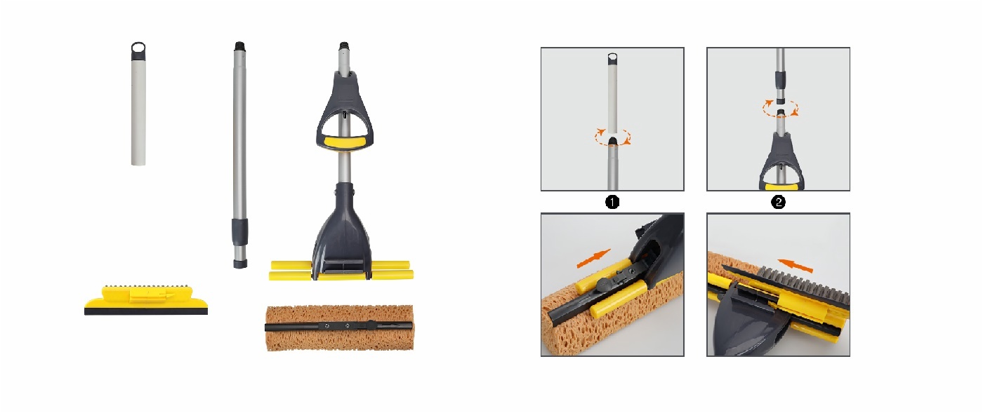 Double Sides Sponge Mop Extendable Telescopic Long Handle Sponge Mop part details