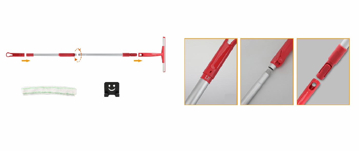 Window Car Glass Cleaning Aluminium Head Squeegee With Telescopic Rod details