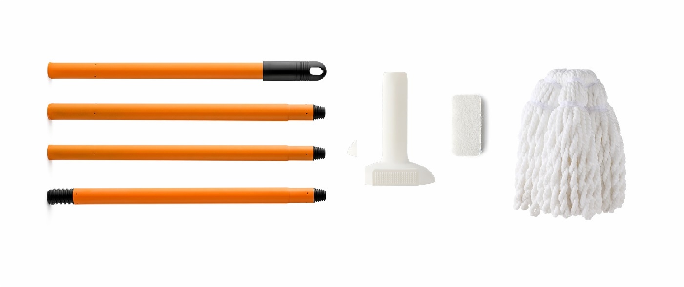 disassemble parts of Long Handle Microfiber Mop with Side Sponge