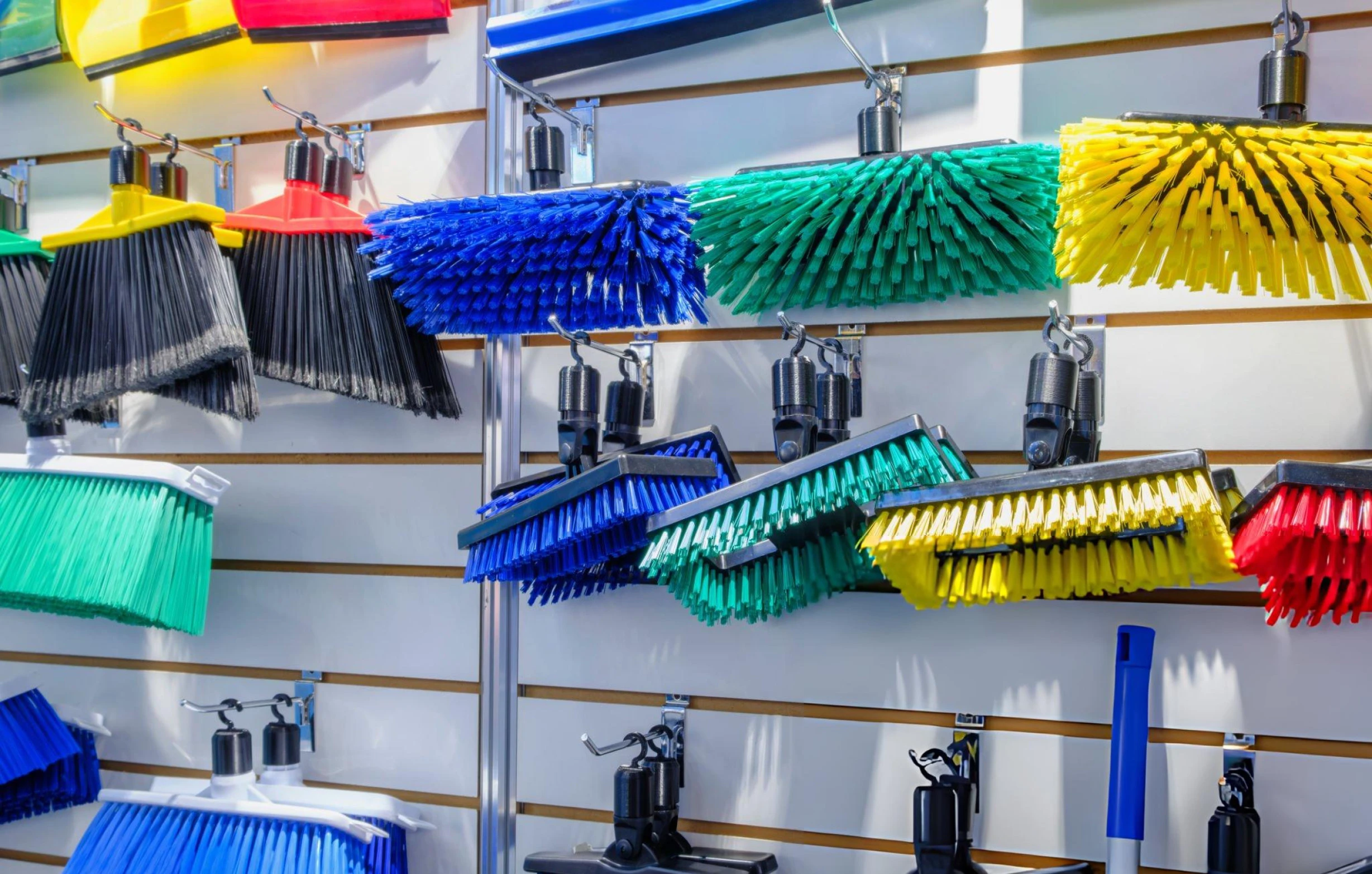Assorted scrub brushes for tile, grout, tub and floor cleaning tasks